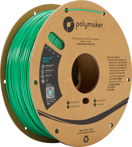 פילמנט ירוק 1 ק"ג 1.75 מ"מ- POLYLITE PETG GREEN